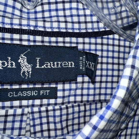 Ralph Lauren Classic Fit Men's Button Down Shirt Size XXL Blue Gingham Logo E11 - Picture 4 of 16